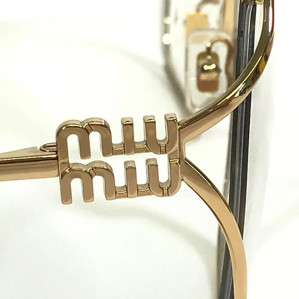 Miu Miu Eyeglasses Frames SMU 52W 5AK-08N Gold Oversized Semi Rim 60-19-125 - Picture 5 of 12